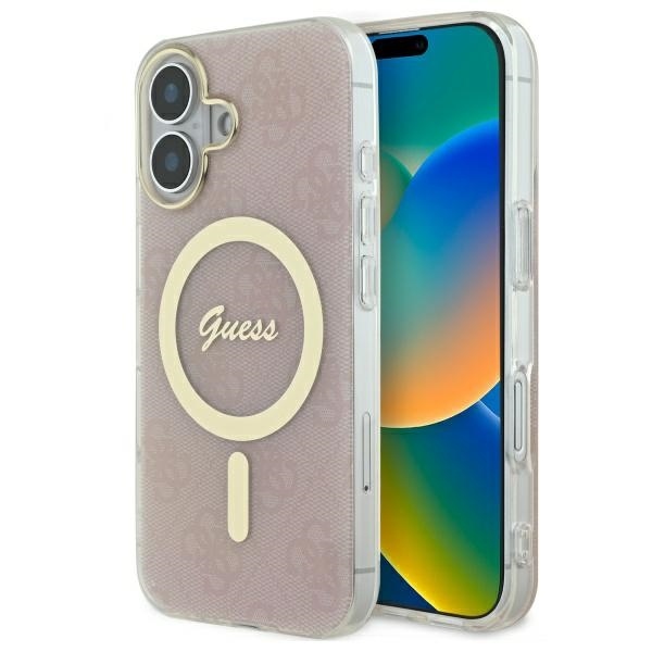 product-98980 Original Case GUESS IML 4G Magsafe GUHMP16SH4STP for Iphone 16 pink