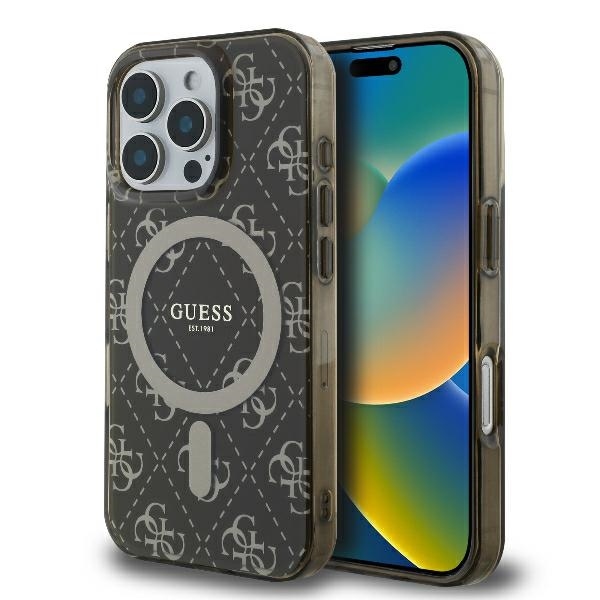 Original Case GUESS IML 4G Background Magsafe GUHMP16XH4DTEW for Iphone 16 Pro Max brown