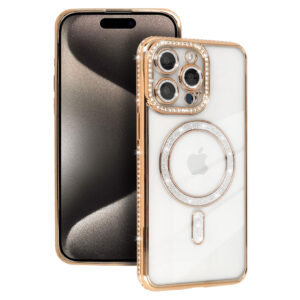 Bling Magsafe Case for Iphone 14 gold