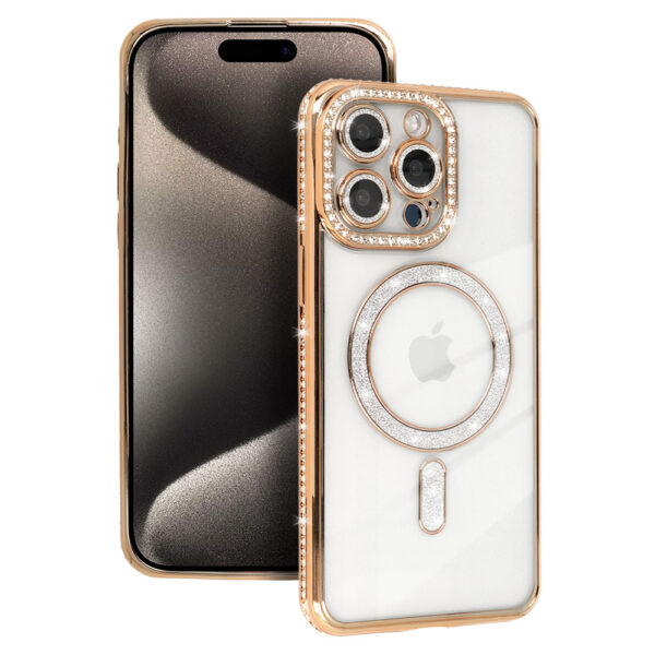 Bling Magsafe Case for Iphone 14 gold