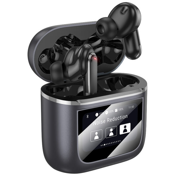 Borofone TWS Bluetooth Earphones BW67 Gorgeous ANC+ENC noise reduction LED touch screen grey
