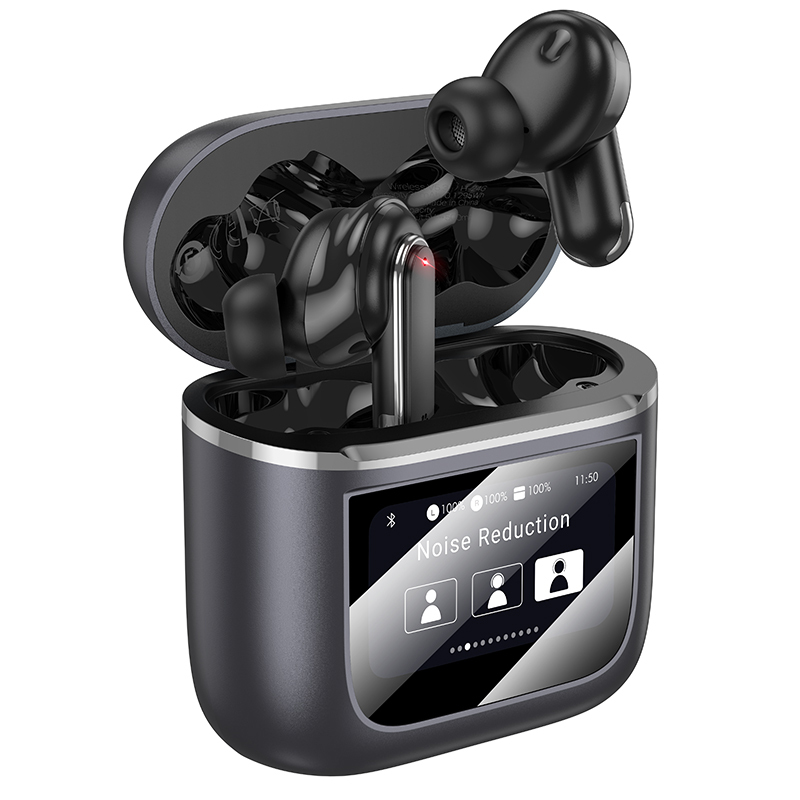 Borofone TWS Bluetooth Earphones BW67 Gorgeous ANC+ENC noise reduction LED touch screen grey