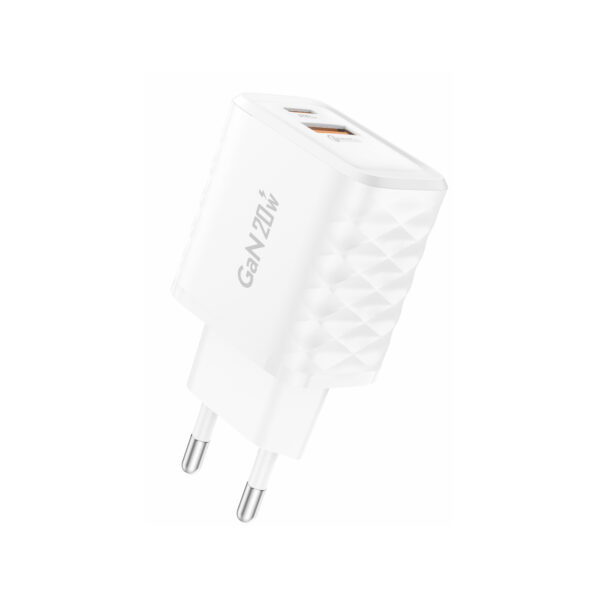 Foneng Wall charger EU56 GaN - USB + Type C - QC 3.0 PD 20W white