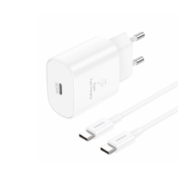 Foneng Wall charger EU51 GaN - Type C - PD 25W with Type C to Type C cable white