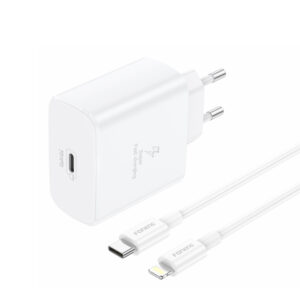 Foneng Wall charger EU62 GaN - Type C - PD 45W with Type C to Lightning cable white