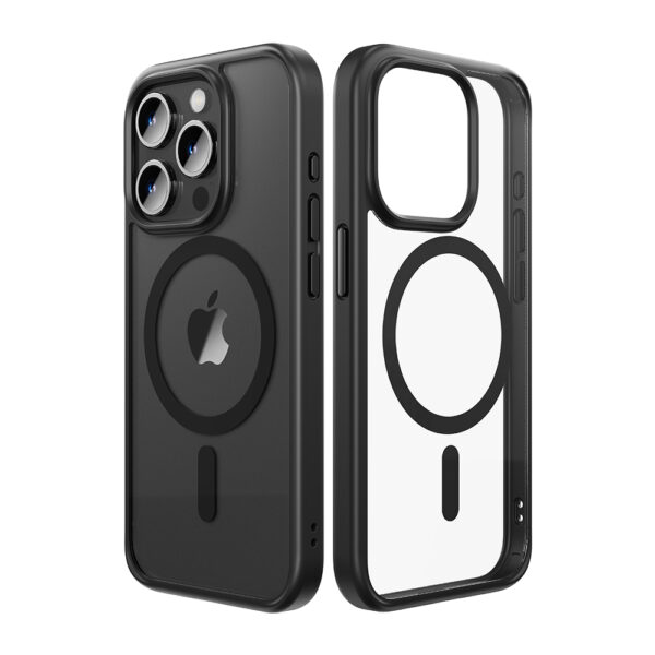 Rock Guard Series Magnetic Case for Iphone 15 Plus transparent-black