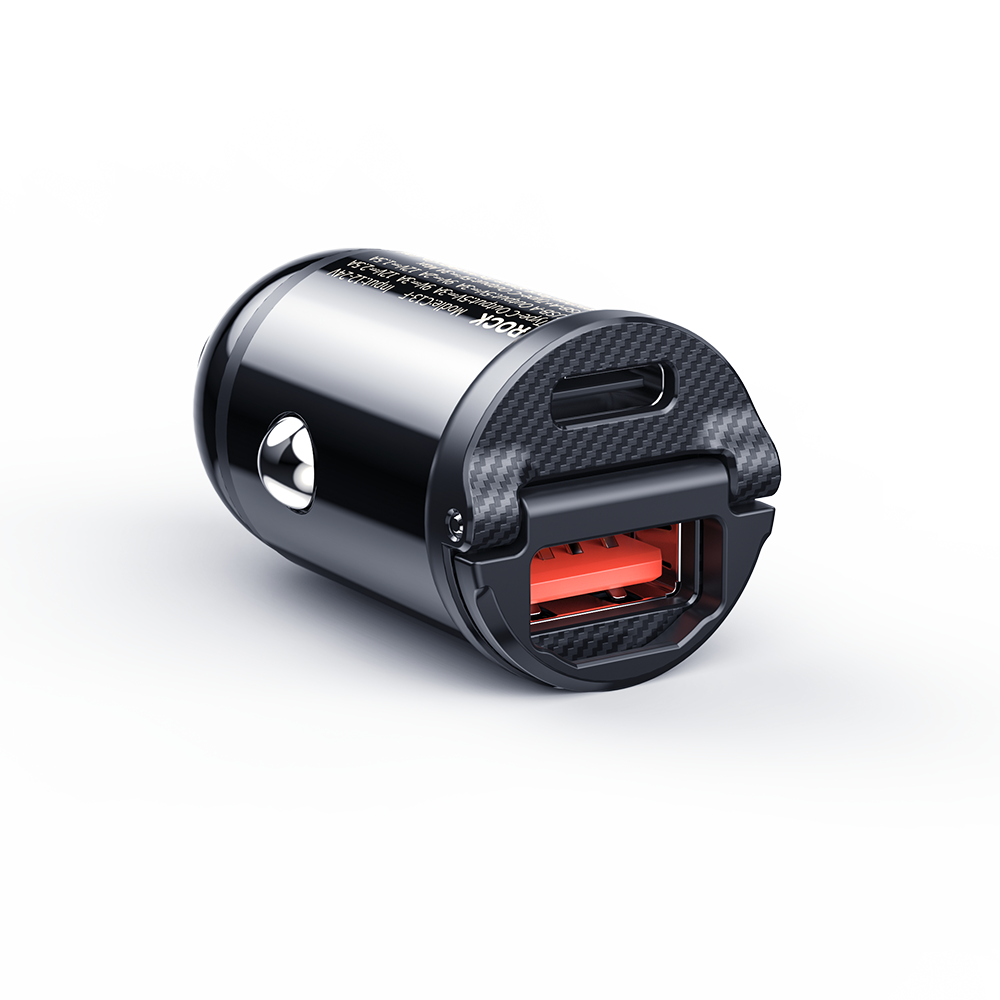 Rock Car charger H18 Mini  - USB + Type C - 30W 3A black