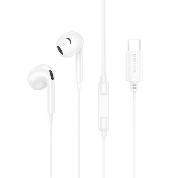 Borofone Earphones BM96 Brilliant with microphone Type C (DAC) white