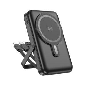 Borofone Power Bank 10000mAh BJ67 Clever - USB + Type C - QC 3.0 22,5W + PD 20W magnetic with induction charging, with Type C, Lightning and USB cables black