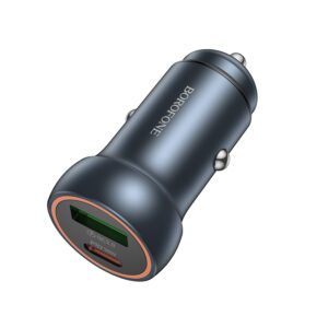 Borofone Car charger BZ32A Fresh - USB + Type C - QC 3.0 PD 30W grey