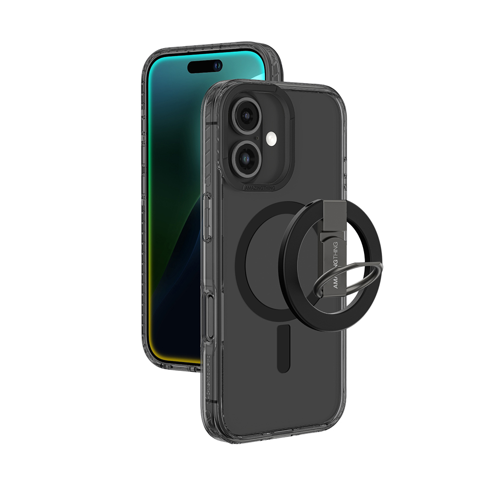 Amazing Thing Titan Pro Mag Ring Grip Case 10FT IP166.1TRBK for Iphone 16 black