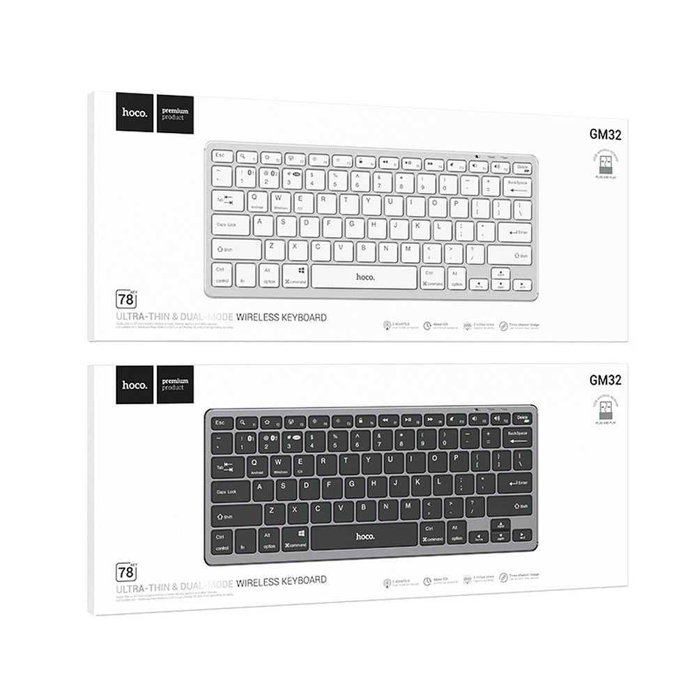 054fc5bfa3430585dc4bdd098305b706 EOL Wireless keyboard Hoco QWERTY GM32 silver