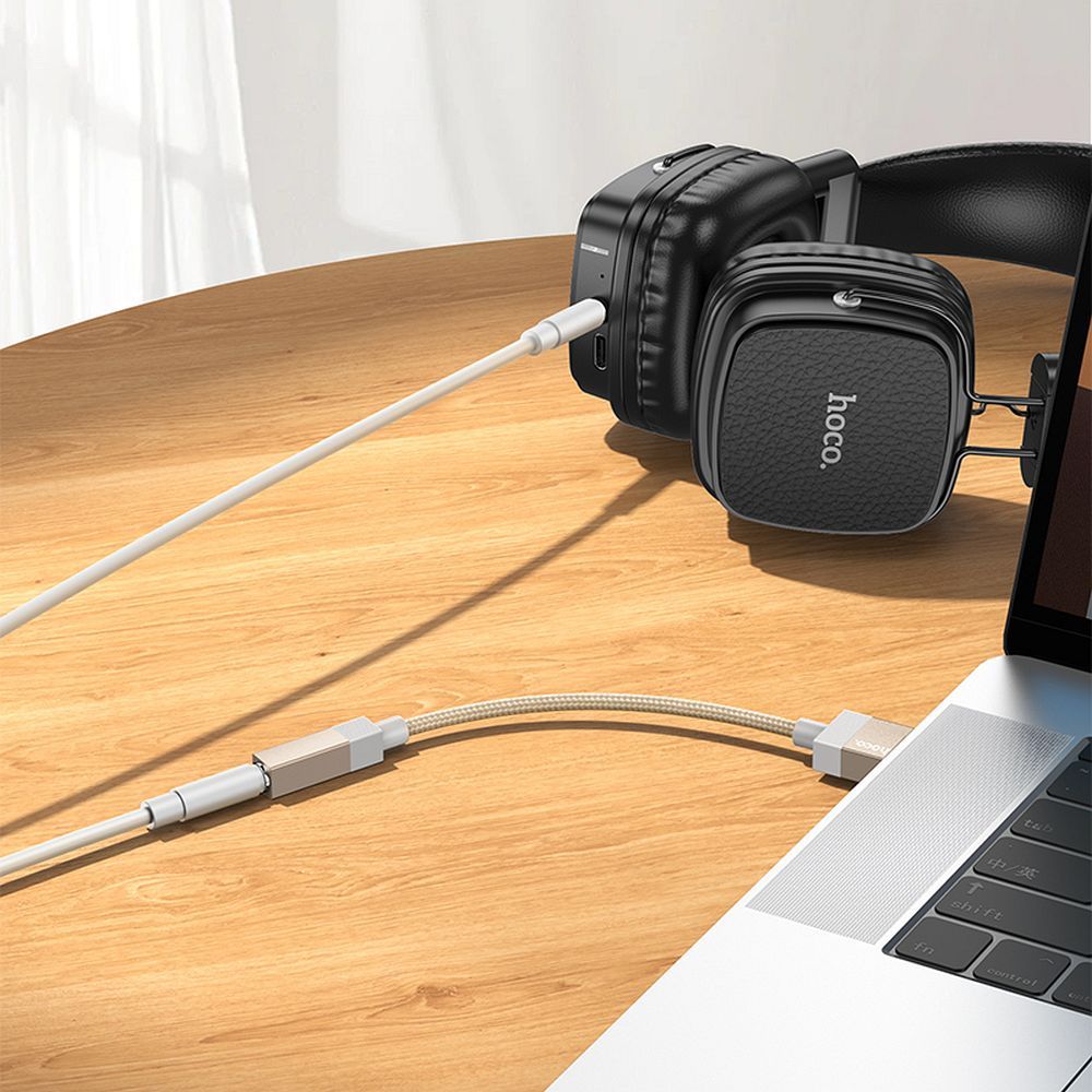 0773afe788d8ae1a619390299b3c5b79 Adapter AUX USB A (male) to Jack 3,5 mm (female) Hoco UPA32D gold