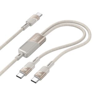 Cable 2in1 USB C to USB C / USB C Hoco 5A 100W 1,2 m U139 gold