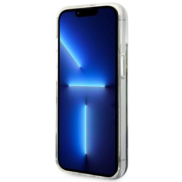 GUESS case for IPHONE 13 / 14 / 15 GUHCP14SLFLSB (Flower Liquid Glitter) blue