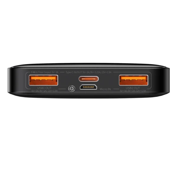 Baseus Bipow Fast Charging Power Bank 10000mAh 20W Black (Overseas Edition) + USB-A - Micro USB 0.25m Black Cable (PPBD050301)eng