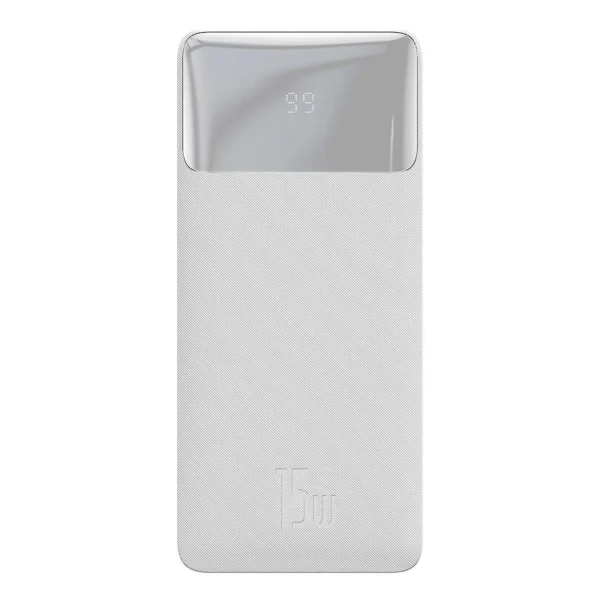 Baseus Bipow power bank with display 30000mAh 15W white (Overseas Edition) + USB-A - Micro USB cable 0.25m white (PPBD050202)eng