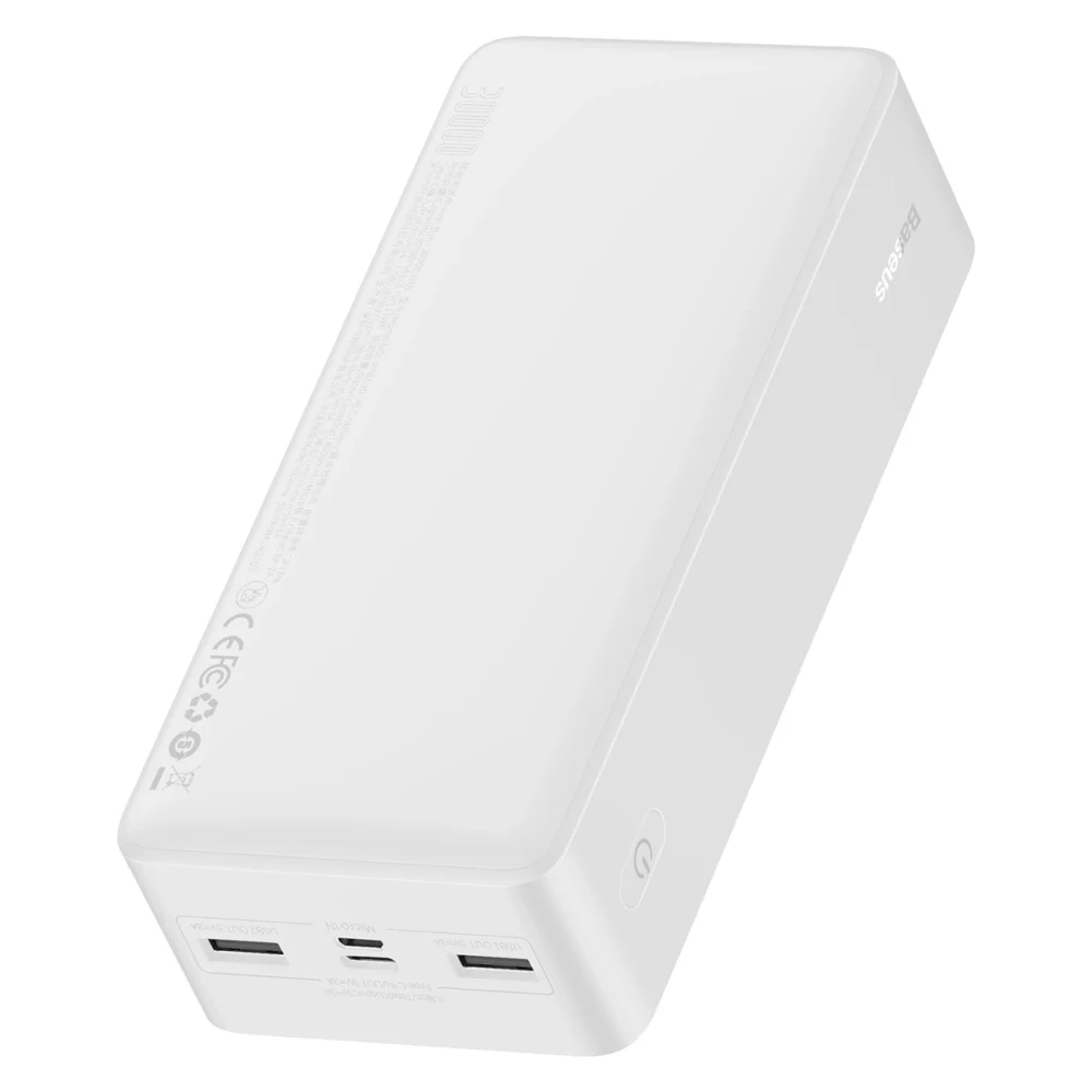 Baseus Bipow power bank with display 30000mAh 15W white (Overseas Edition) + USB-A - Micro USB cable 0.25m white (PPBD050202)eng