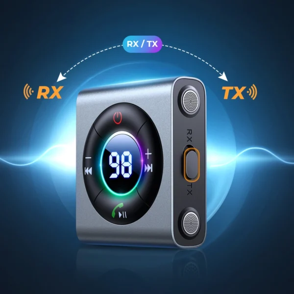 Joyroom JR-CB2 Bluetooth AUX transmitter for car, TV - grayeng