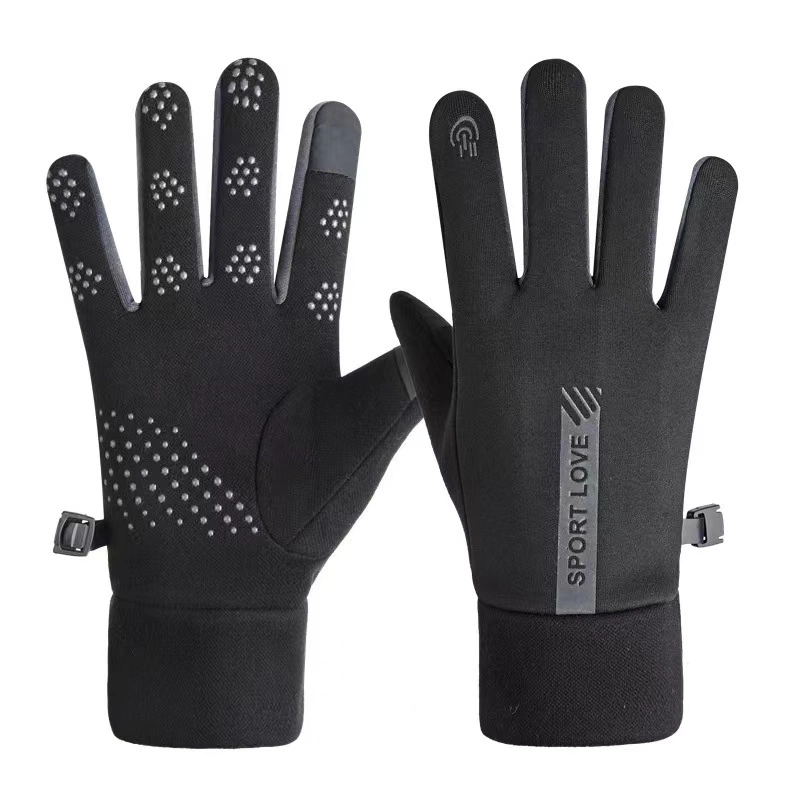 Men's windproof phone gloves - black and grayeng