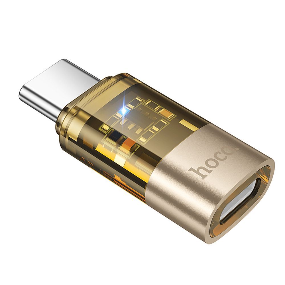 15517db296af8a05df0f8b3e52327985 Adapter USB C to Lightning Hoco UA36D transparent gold