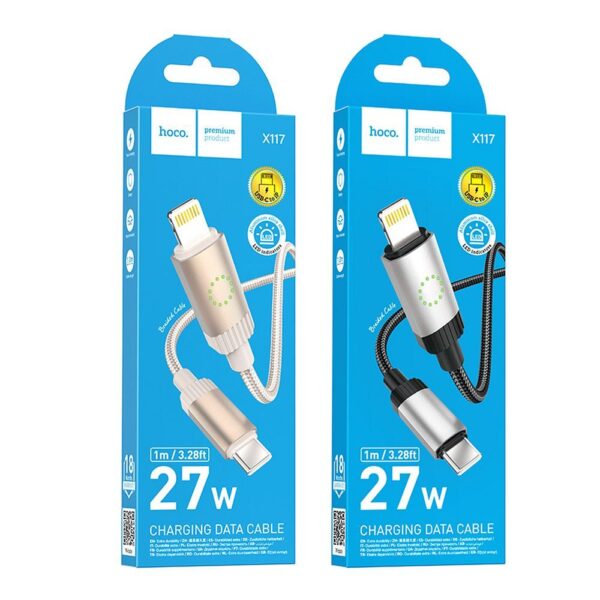 1624b2561f5bd05f770df59e2a1fff46 Cable USB C to Lightning Hoco PD 27W 1 m X117 gold