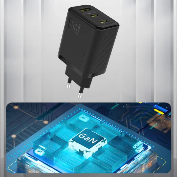 Dudao A29 65W GaN Wall Charger 2 x USB-C + 1 x USB-A - Blackeng