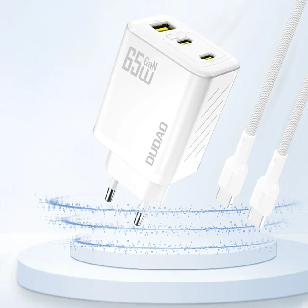 Dudao A29 65W GaN Wall Charger 2 x USB-C + 1 x USB-A - Whiteeng
