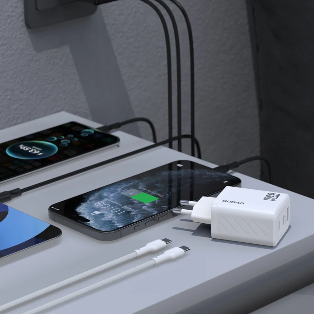 Dudao A29 65W GaN Wall Charger 2 x USB-C + 1 x USB-A - Whiteeng