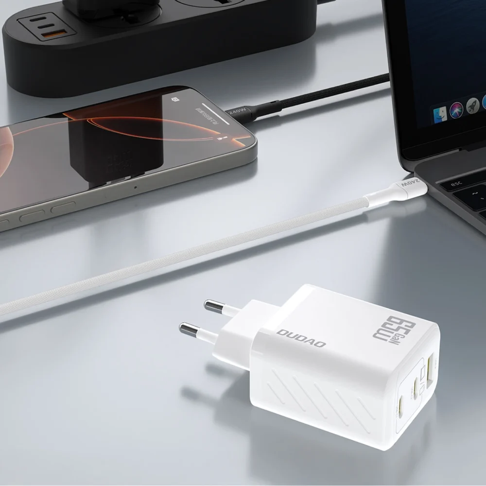 Dudao A29 65W GaN Wall Charger 2 x USB-C + 1 x USB-A - Whiteeng