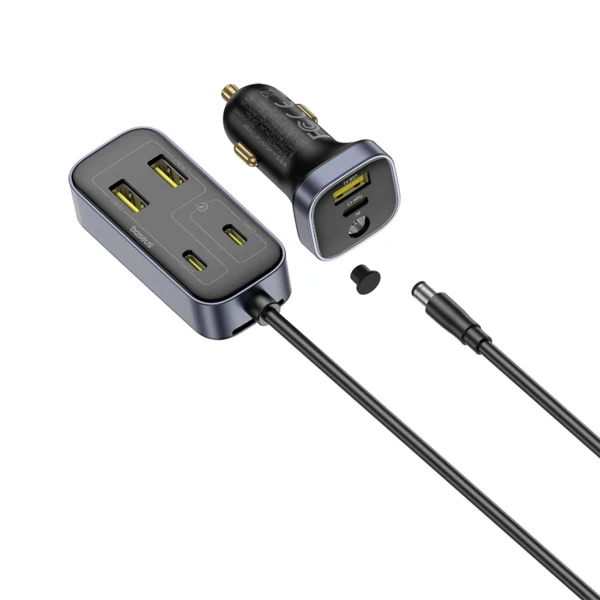 Baseus BackseatPal L1 110W Car Charger 3 x USB-A + 3 x USB-C with 1.5m Extension Cable - Blackeng