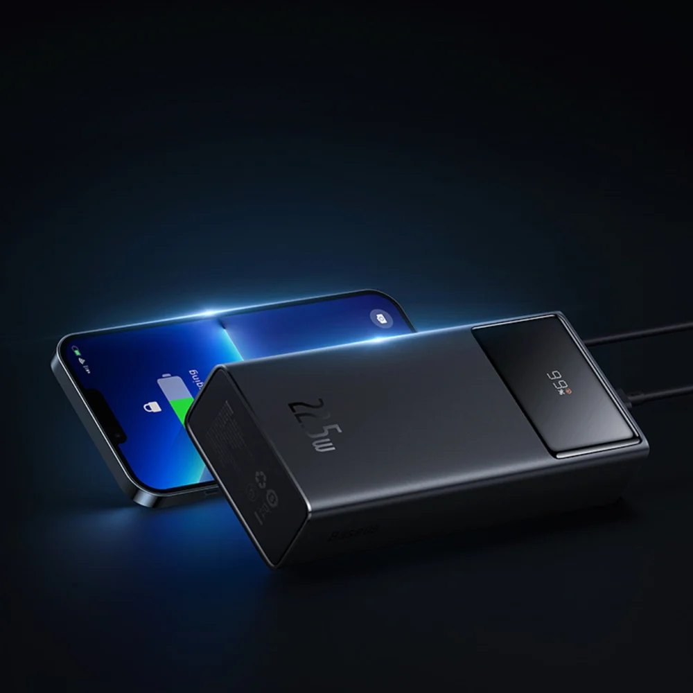Baseus EnerFill FP41 30000mAh 22.5W Power Bank with Baseus Simple USB-A - USB-C 3A 30cm Cable - Blackeng
