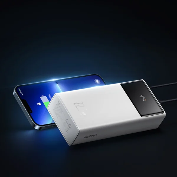 Baseus EnerFill FP41 30000mAh 22.5W Powerbank with Baseus Simple USB-A - USB-C 3A 30cm Cable - Whiteeng