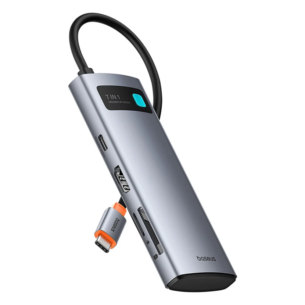 Baseus Metal Gleam 7in1 HDMI 4K 60Hz USB-C Hub / 3x USB 3.0 / USB-C PD / SD / microSD - Grayeng