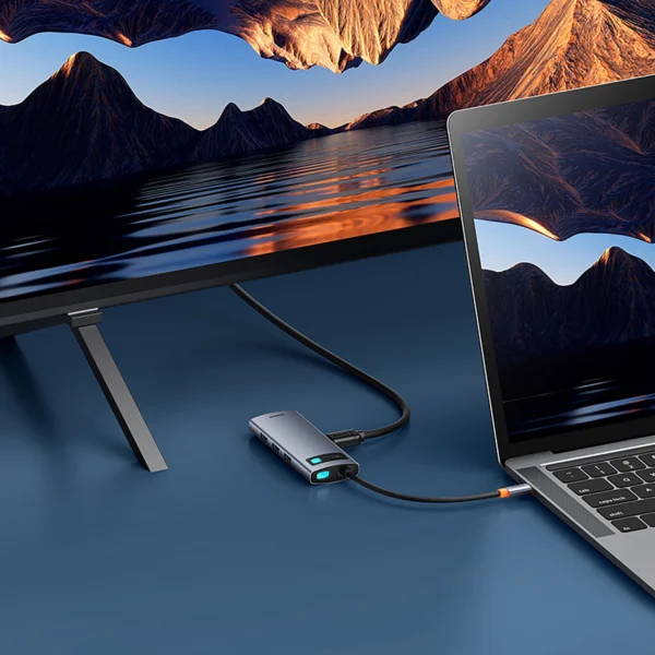 Baseus Metal Gleam 7in1 HDMI 4K 60Hz USB-C Hub / 3x USB 3.0 / USB-C PD / SD / microSD - Grayeng
