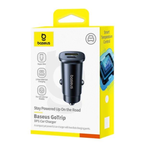 Baseus GoTrip USB-C / USB-A 30W Car Charger - Blackeng