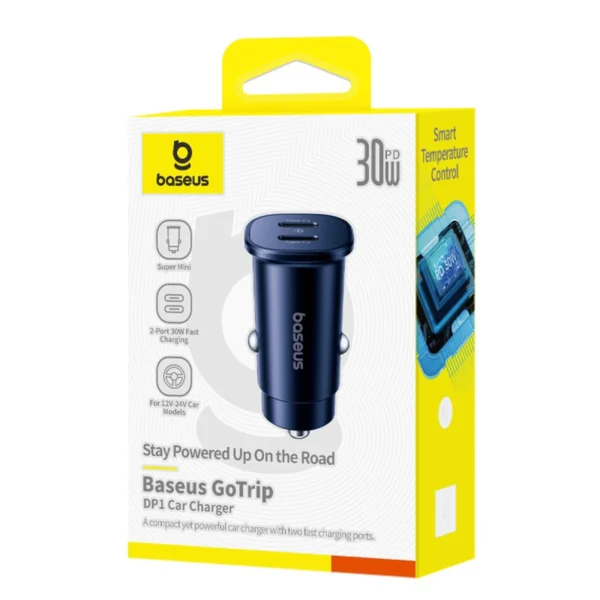Baseus GoTrip 2 x USB-C 30W Car Charger - Blackeng