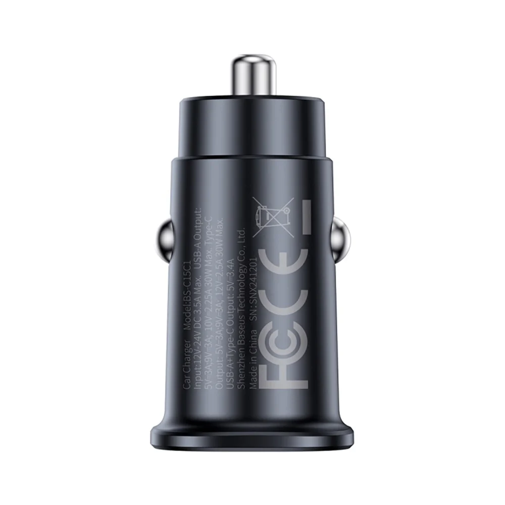 Baseus GoTrip 2 x USB-C 30W Car Charger - Blackeng
