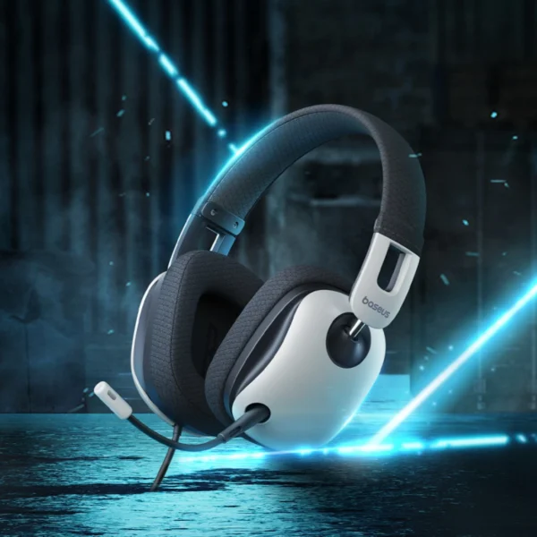 Baseus GoPlay 1 Max Gaming Wired Over-Ear Gaming Headphones - White and Blackeng