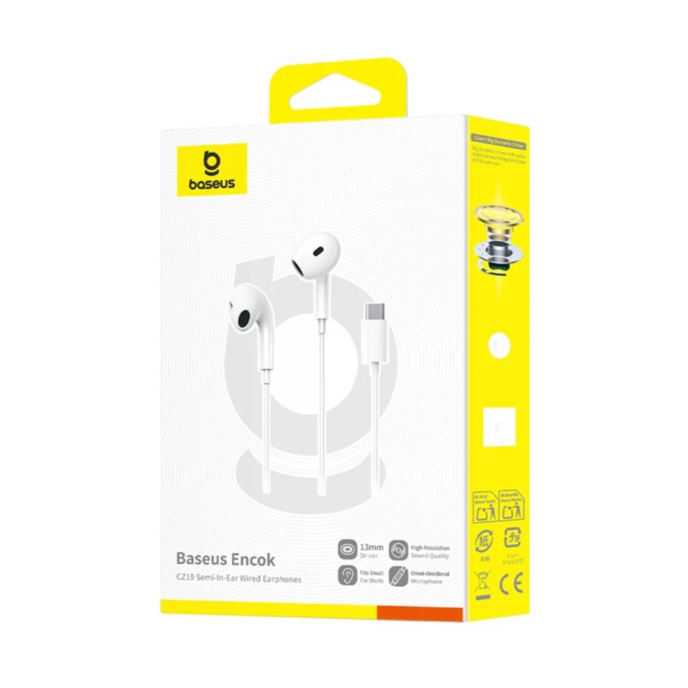 Baseus Encok CZ19 USB-C Wired In-Ear Headphones - Whiteeng