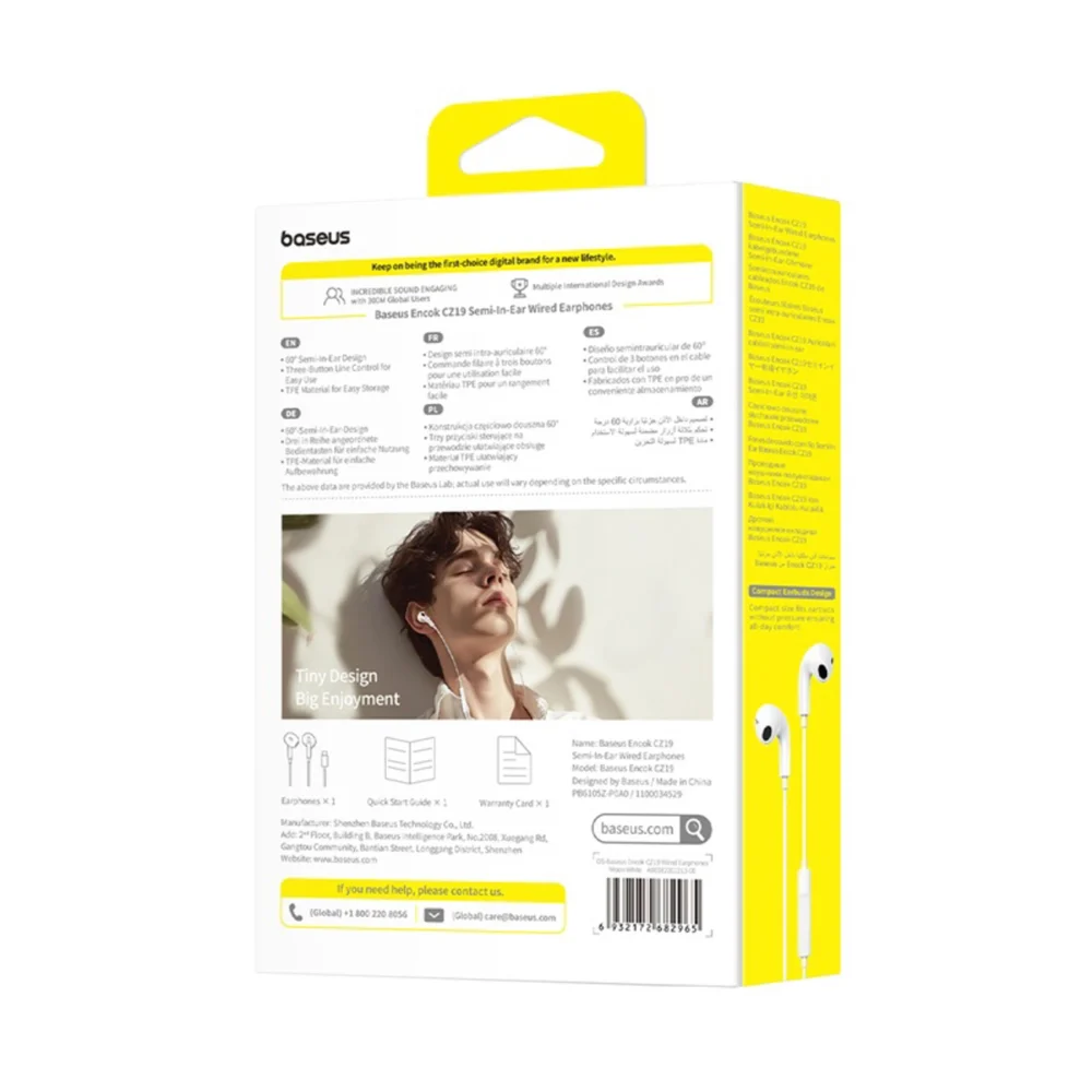 Baseus Encok CZ19 USB-C Wired In-Ear Headphones - Whiteeng