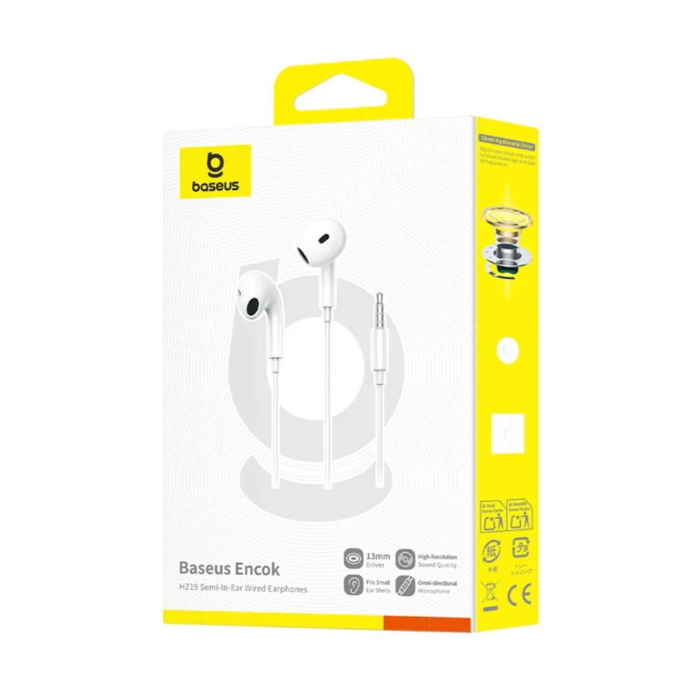Baseus Encok HZ19 Wired In-Ear Headphones with Mini Jack - Whiteeng
