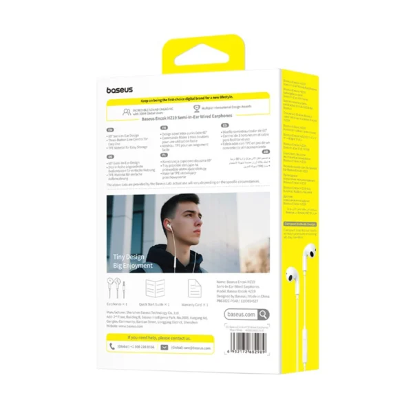 Baseus Encok HZ19 Wired In-Ear Headphones with Mini Jack - Whiteeng