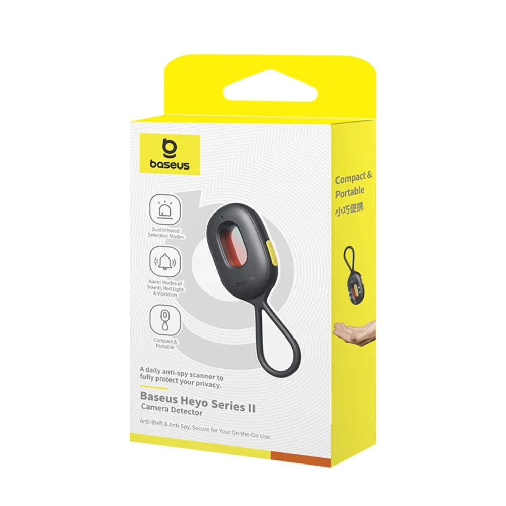 Baseus Heyo Series II Hidden Camera Detector with Alarm and Mini Flashlight + Baseus Simple USB-A - USB-C Cable - Blackeng