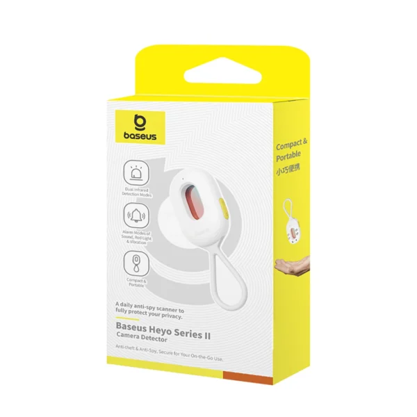 Baseus Heyo Series II Hidden Camera Detector with Alarm and Mini Flashlight + Baseus Simple USB-A - USB-C Cable - Whiteeng