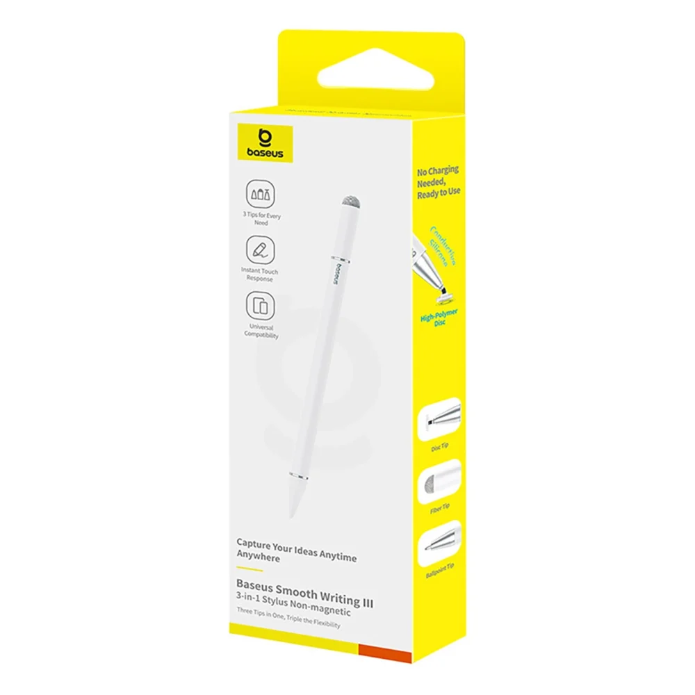 Baseus Smooth Writing III 3in1 Passive Stylus Magnetic Version - Whiteeng