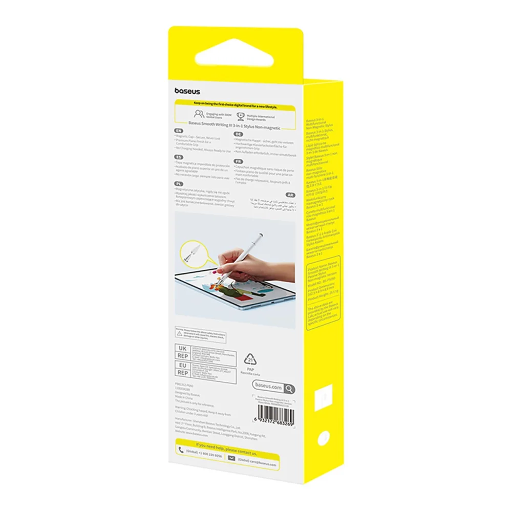 Baseus Smooth Writing III 3in1 Passive Stylus Magnetic Version - Whiteeng