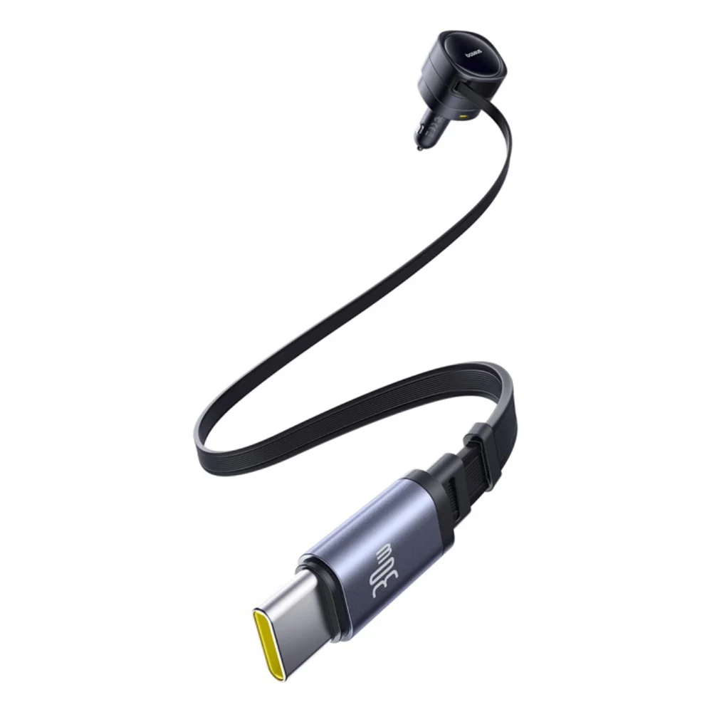 Baseus Enjoyment Max 90W Car Charger 2x USB-C + USB-C and Lightning Cable - Blackeng
