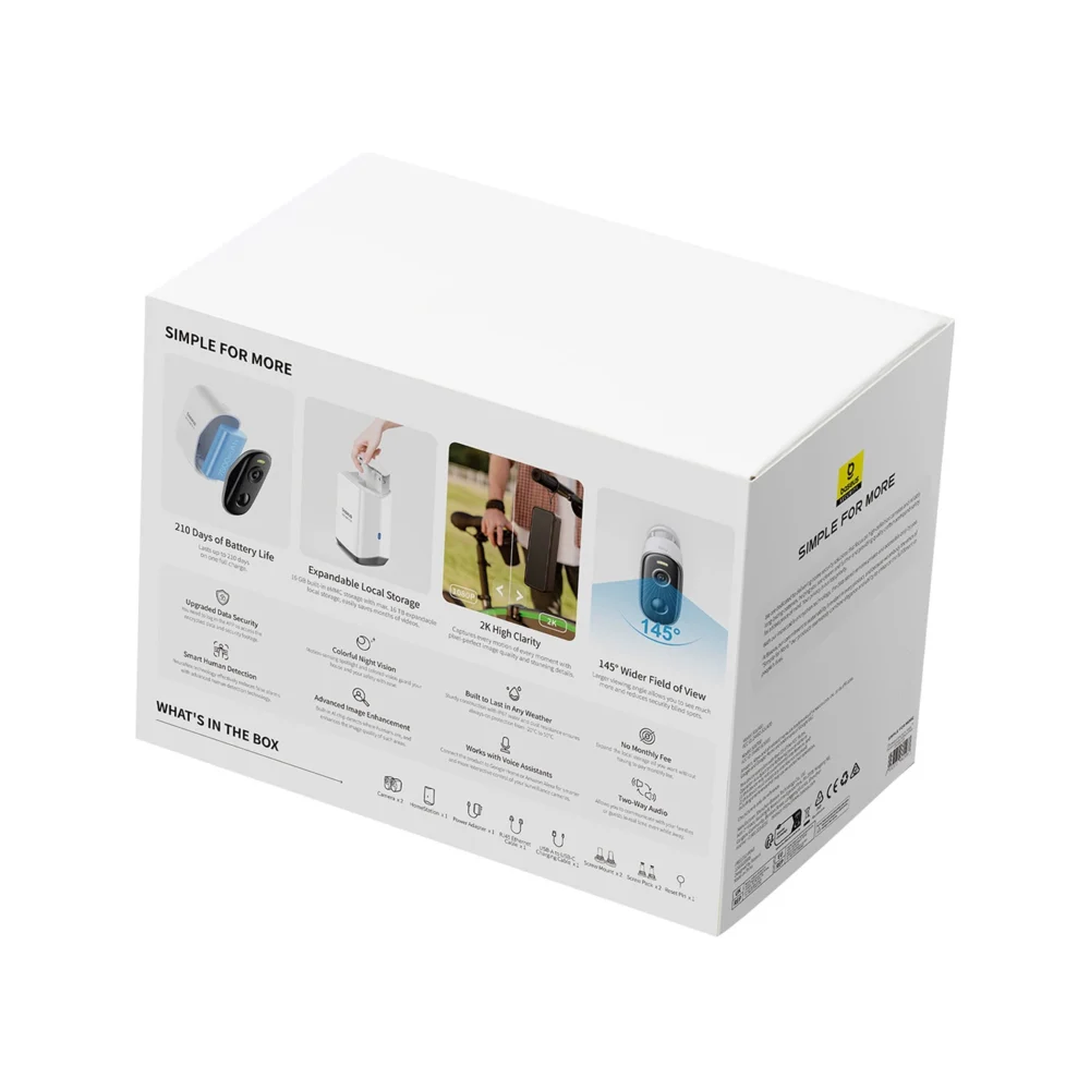 Baseus Security N1 2K Outdoor Monitoring Kit (2 Cameras) – Whiteeng