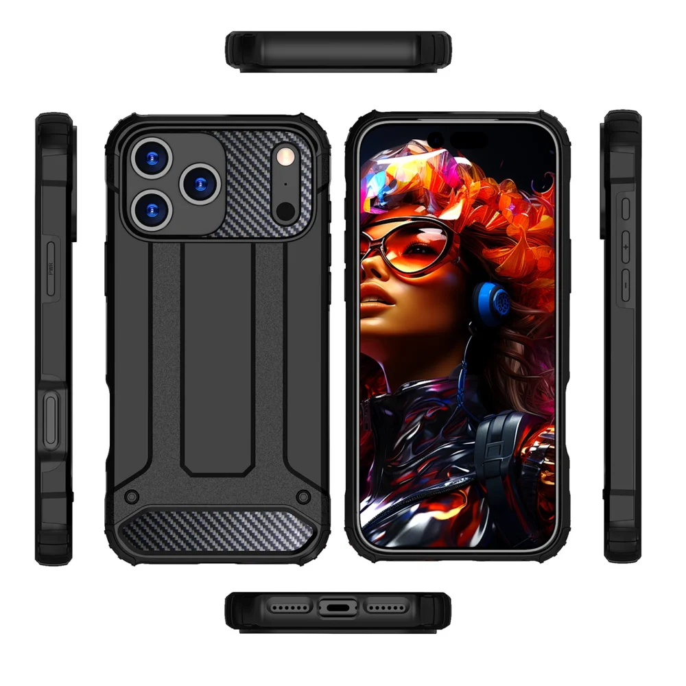 Hybrid Armor Case for iPhone 17 Pro Max - Blackeng